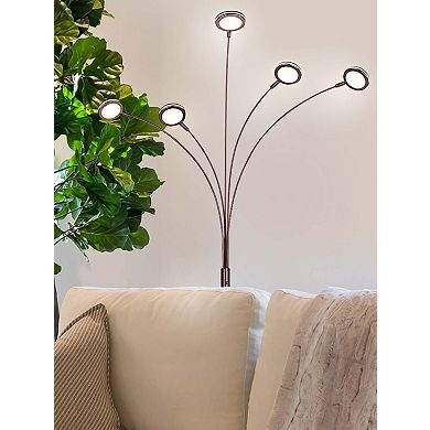 Brightech Orion 5 LED Adjustable Bright Standing Touch Sensor Floor Lamp, Bronze