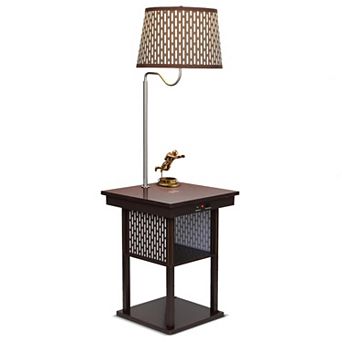 Brightech Madison 56" Led Table And Lamp Combo With Usb Port, Outlet, Wireless Charging Pad