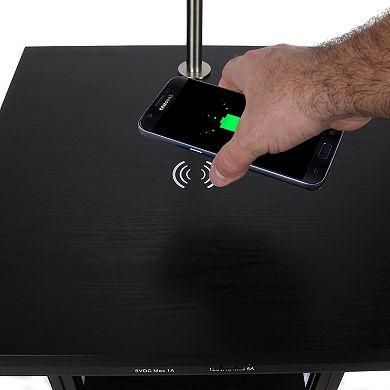 Brightech Madison 56" Led Table And Lamp Combo With Usb Port, Outlet, Wireless Charging Pad