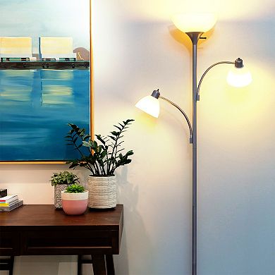 Brightech Sky Dome Double LED Torchiere 72 Inch Floor Lamp, Platinum Silver