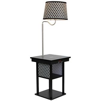 Brightech Madison 56" Led Table And Lamp Combo With Usb Port, Outlet, Wireless Charging Pad
