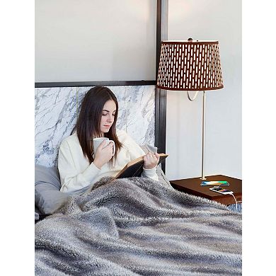 Brightech Madison Nightstand Side Table with Lamp and Wireless Charging Station