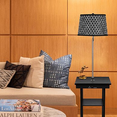 Brightech Madison Nightstand Side Table with Lamp and Wireless Charging Station