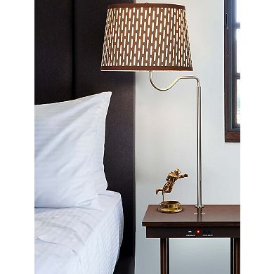 Brightech Madison Nightstand Side Table with Lamp and Wireless Charging Station