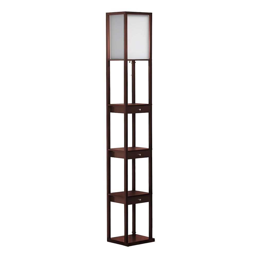 Brightech Maxwell 72" Led Shelf Floor Lamp With Lantern Shade