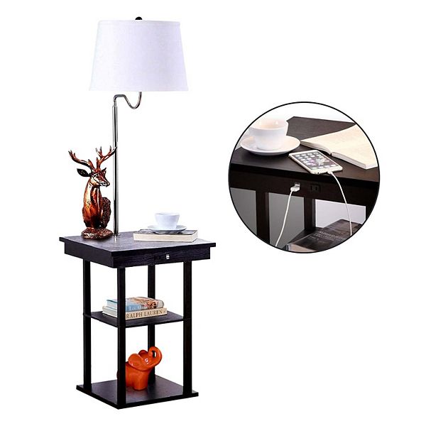 Brightech Madison Nightstand Side Table, Space Saving Table Lamp