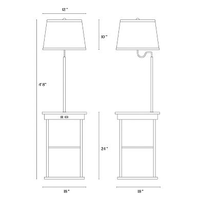 Brightech Madison Nightstand Side Table with Built In Lamp and USB Port, Black