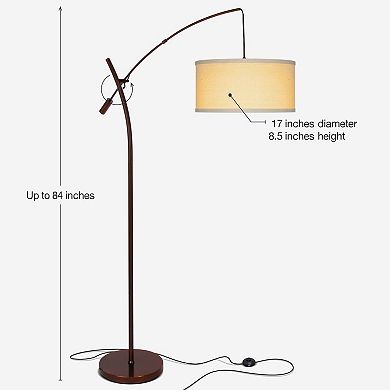 Brightech Grayson Modern Style Drum Shade Arc Floor Lamp w/ Flexible Arm, Bronze