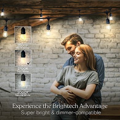 Brightech Ambience Pro Edison Black LED Waterproof Outdoor String Lights, 24 Ft.