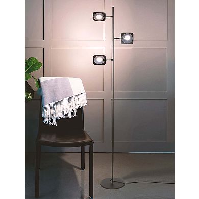 Brightech Tree LED Spotlight Bright 3 Light Standing Floor Lamp, Satin Nickel