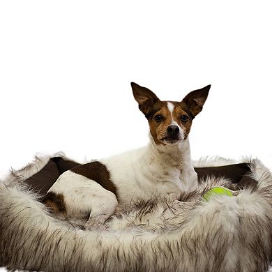 Duke and Darling Faux Fur White Pet Bed, Machine Washable, Slip Resistant, Safe Materials, Removable Cushion, Ultra Comfort - Ivory