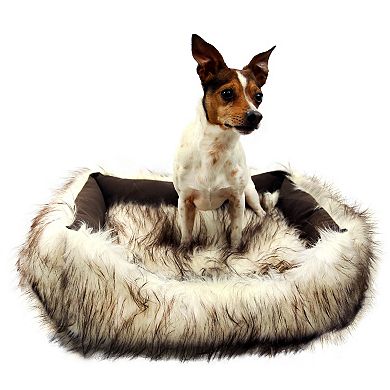 Duke and Darling Faux Fur White Pet Bed, Machine Washable, Slip Resistant, Safe Materials, Removable Cushion, Ultra Comfort - Ivory