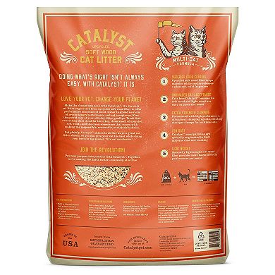 Catalyst Upcycled Soft Wood Cat Litter Odor Control Multi Cat Formula, 20 Pounds