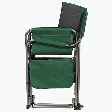 Kamp-Rite Portable Director's Chair with Cooler, Cup Holder, & Side Table, Green