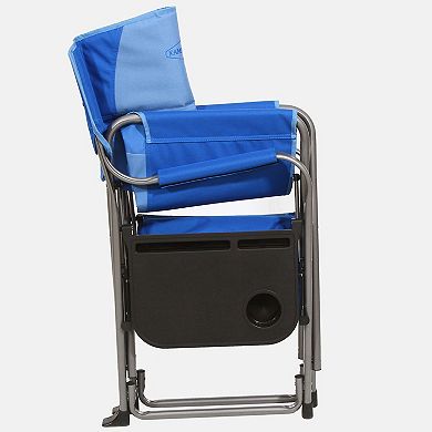 Kamp-Rite Portable Director's Chair with Cooler, Cup Holder, & Side Table, Blue