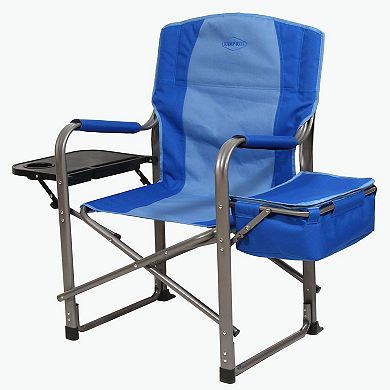 Kamp-Rite Portable Director's Chair with Cooler, Cup Holder, & Side Table, Blue