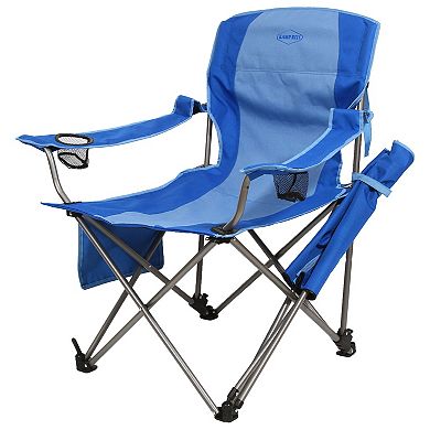 Kamp Rite Folding Camp Chair w/ 2 Cupholders & Detachable Footrest, Blue