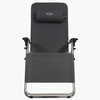 Kamp-rite Outdoor Folding Reclining Zero Gravity Chair W/ Headrest Pillow, Gray