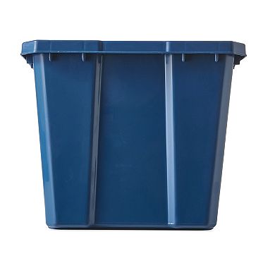 Gracious Living Medium Curbside Blue Box Plastic 17 Gallon Home Recycling Bin