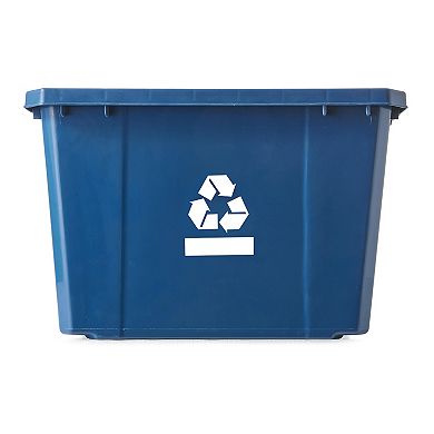 Gracious Living Medium Curbside Blue Box Plastic 17 Gallon Home Recycling Bin