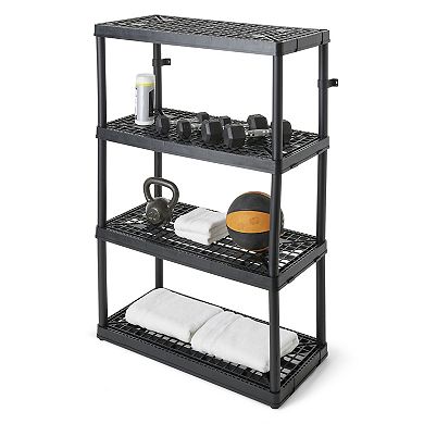 Gracious Living 4 Shelf Fixed Height Ventilated Heavy Duty Storage Unit, Black