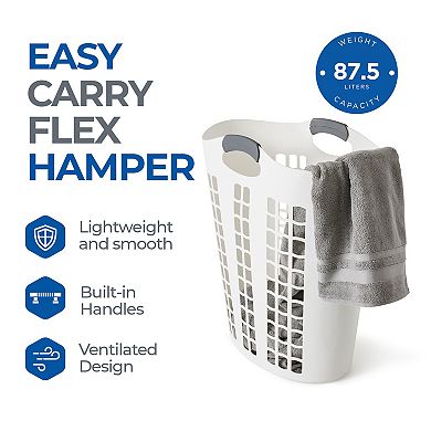 Gracious Living Easy Carry Flex Hamper, Ventilated Laundry Basket With Handles