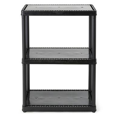 Gracious Living 3 Shelf Fixed Height Solid Light Duty Home Storage Unit, Black