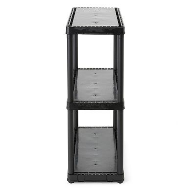 Gracious Living 3 Shelf Fixed Height Solid Light Duty Home Storage Unit, Black