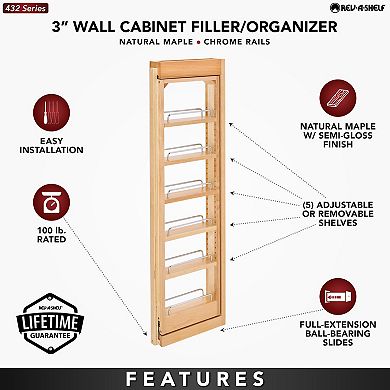 Rev-a-shelf Pull Out Wall Filler Cabinet Wooden Organizer, 36" Hgt, 432-wf36-3c