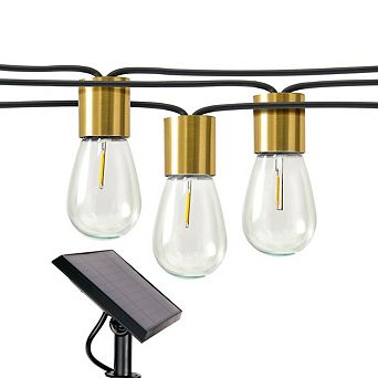 Brightech Glow 27ft Solar Powered Led Outdoor String Lights With Brass Hardware