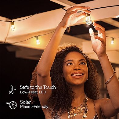 Brightech Glow 27ft Solar Powered Led Outdoor String Lights With Brass Hardware