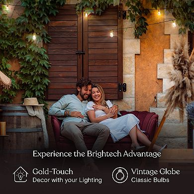 Brightech Glow Solar 12-bulbs 27ft Outdoor Led 1w 2700k Warm White String Lights