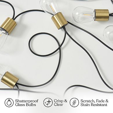 Brightech Glow 27ft Solar Powered Led Outdoor String Lights With Brass Hardware