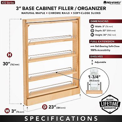 Rev-a-shelf 3" Pullout Base Filler Cabinet Rack W/ Soft-close, 432-bfbbsc-3c