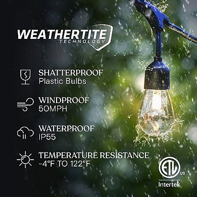 Brightech Ambience Pro Solar Power LED Edison Bulb Outdoor String Lights, 27 Ft