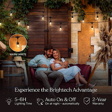 Brightech Ambience Pro Solar Power LED Edison Bulb Outdoor String Lights, 27 Ft