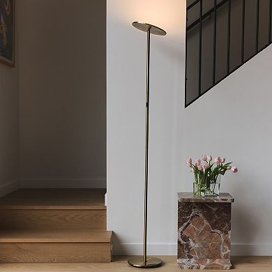 Brightech Sky LED Torchiere Super Bright Standing Touch Sensor Floor Lamp, Brass