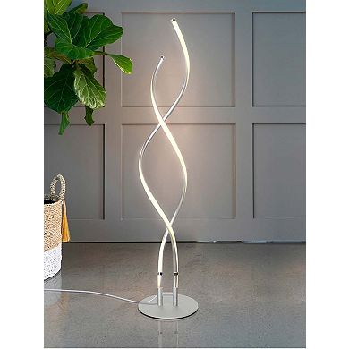 Brightech Embrace LED 2 In 1 Spiral Bright Standing Floor Lamp, Platinum Silver