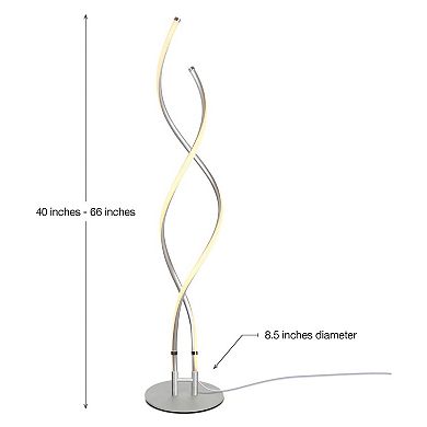 Brightech Embrace LED 2 In 1 Spiral Bright Standing Floor Lamp, Platinum Silver