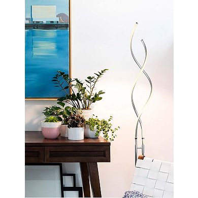 Brightech Embrace LED 2 In 1 Spiral Bright Standing Floor Lamp, Platinum Silver