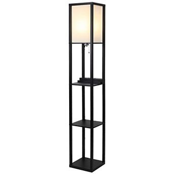 Brightech Maxwell 63" Led Shelf Floor Lamp With Usb Port, Outlet, Wireless Charging Pad