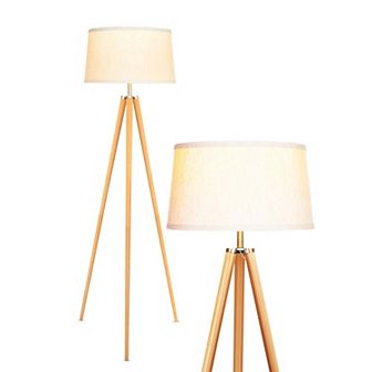 Brightech Emma 61" Led Contemporary Tripod Floor Lamp With Wooden Legs