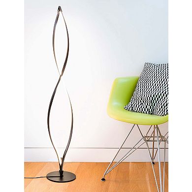 Brightech Twist LED Spiral Decorative Standing Floor Lamp with Dimmer, Black