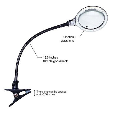 Brightech Lightview Flex Led Clamp Magnifier Desk Lamp - (1.75x) 3 Diopter