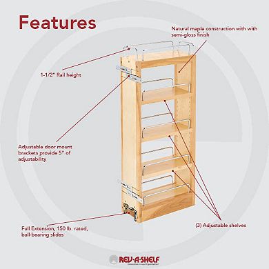 Rev-a-shelf 8" Pull Out Wall Kitchen Cabinet Organizer Storage Rack, 448-wc-8c