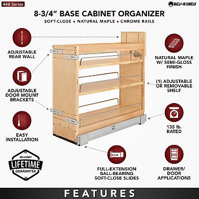 Rev-A-Shelf 8" Door/ Drawer Base Cabinet Organizer Soft-Close, 448-BDDSC-8C