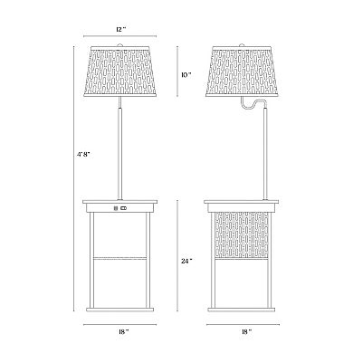 Brightech Madison Table & Led Lamp Combo With Usb Port And Outlet - Black With Black Shade