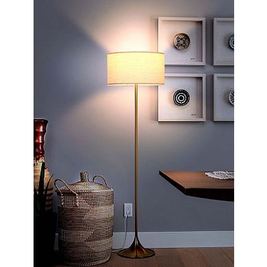 Brightech Quinn Mid Century Modern Floor Lamp with LED Light, Antique Brass