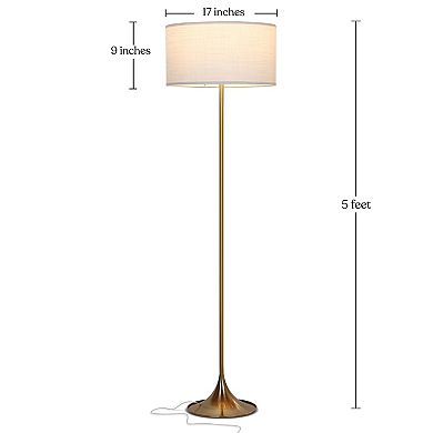 Brightech Quinn Mid Century Modern Floor Lamp with LED Light, Antique Brass