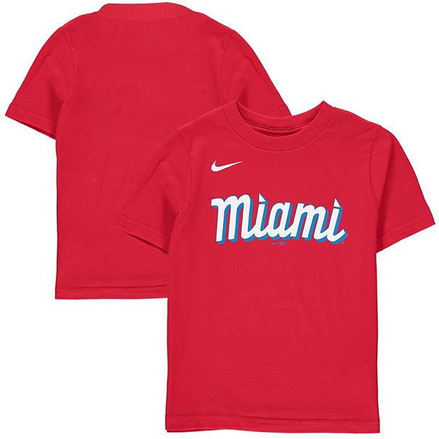Preschool Nike Red Miami Marlins 2021 City Connect Wordmark T-Shirt